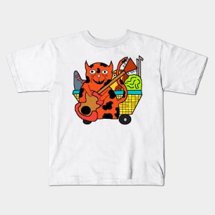 cat playing guitar with baby Kids T-Shirt